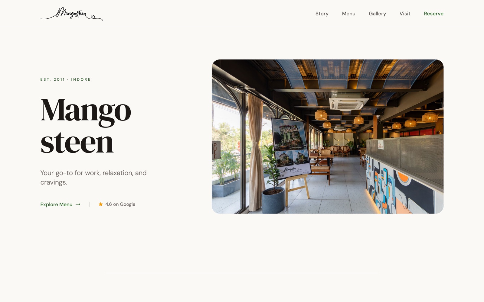 Mangosteen — Cafe Website — website screenshot