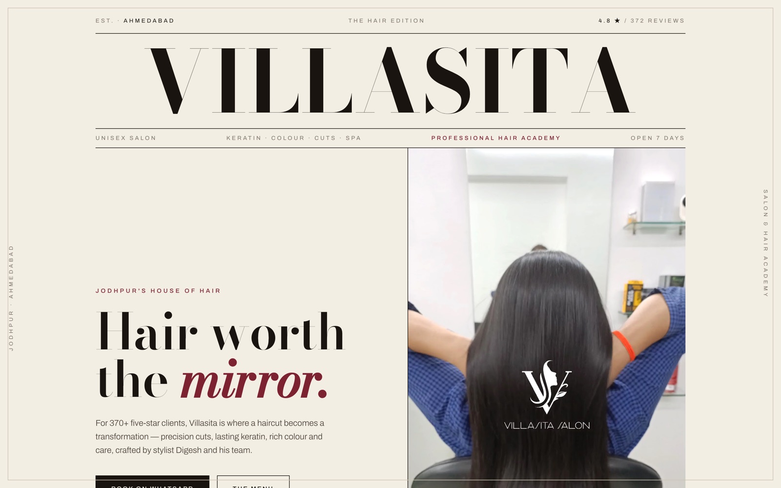 Villasita — Salon & Hair Academy — website screenshot
